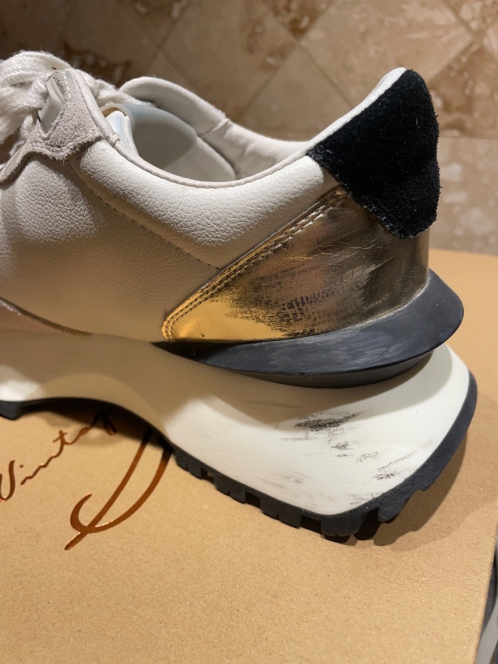 Vintage Havana White & Silver Star Platform Sneakers - Picture 12 of 13